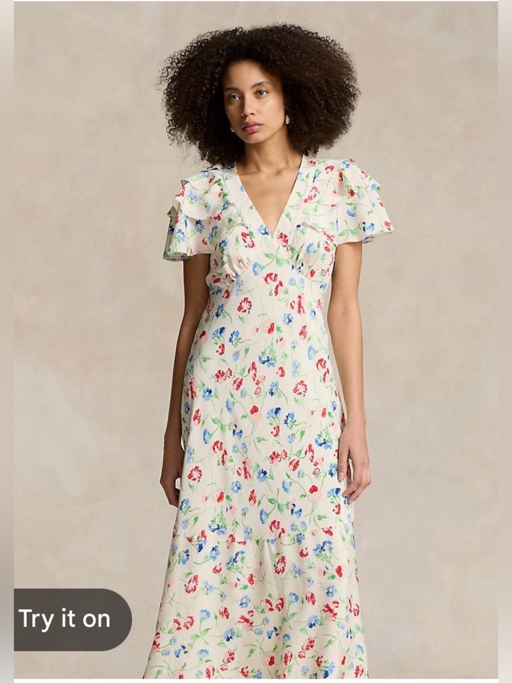 Ralph Lauren Floral Silk Crepe Dress in Vintage Daisy